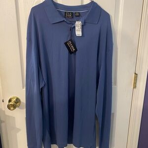 Jos A Banks long sleeve polo shirt! 100% cotton! Blue, so XXL! New with tags